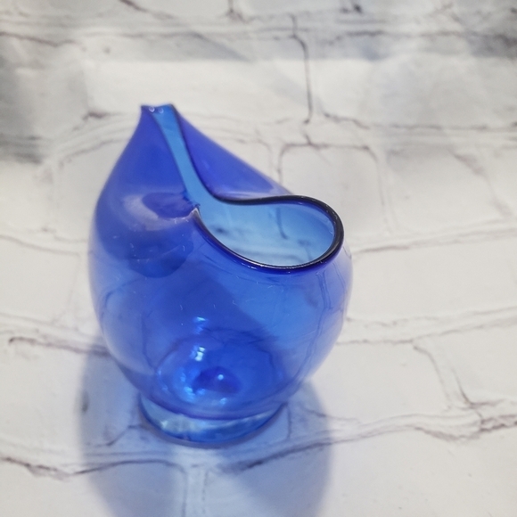 Cobalt Blue Envelope Glass Decorative Bowl Dish Small Hand Blown MCM - Picture 7 of 11